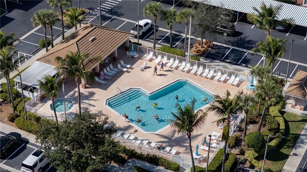 Aerial view of a pool area