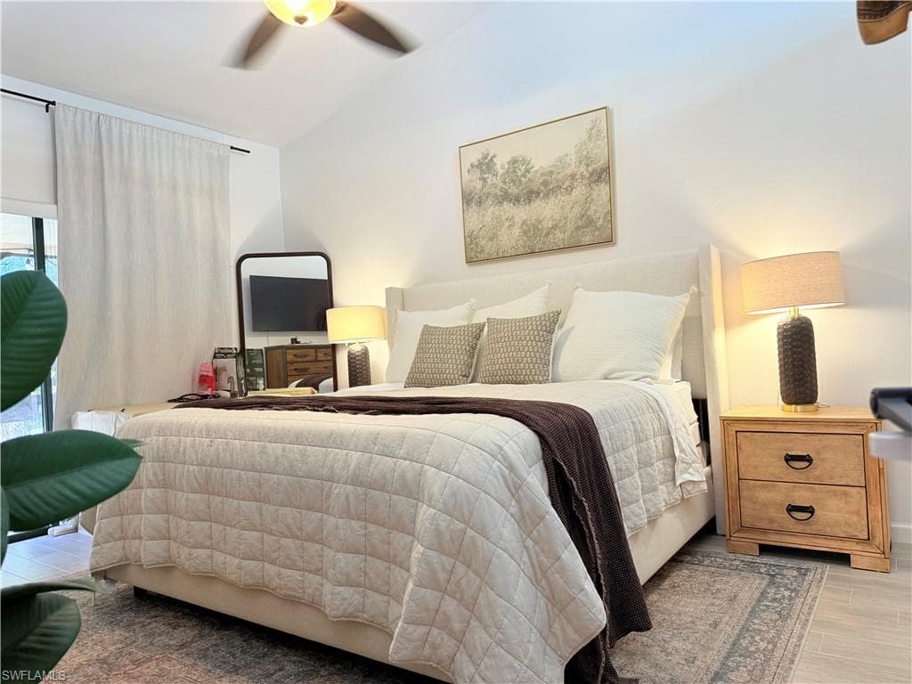 Bedroom featuring ceiling fan