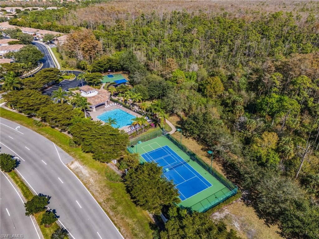 Bird's eye view of a pool area