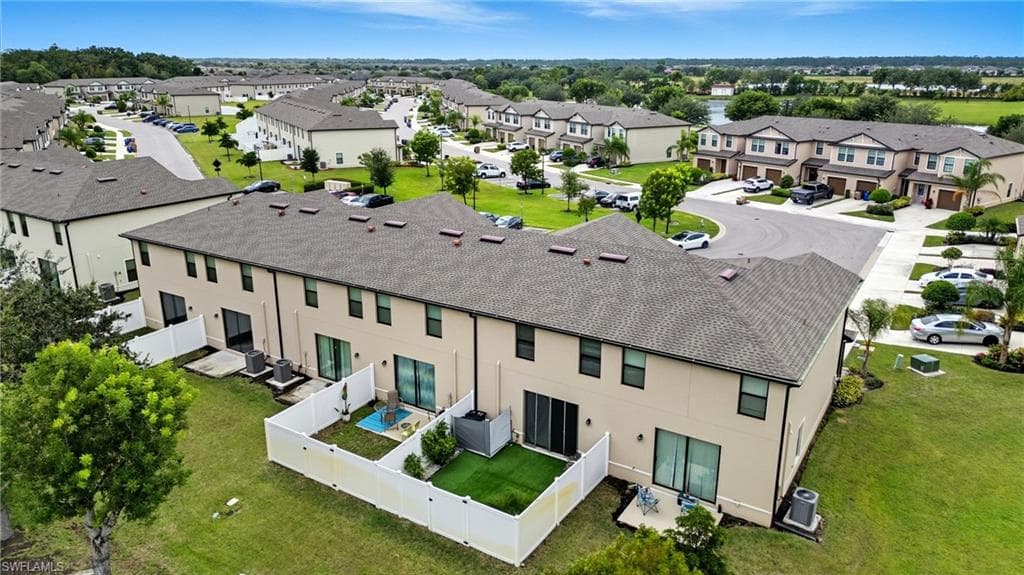 Aerial perspective of suburban area