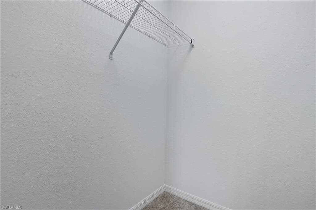 Spacious closet with carpet flooring