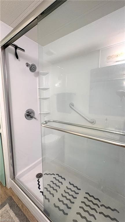 Hall Bathroom features a new shower.
