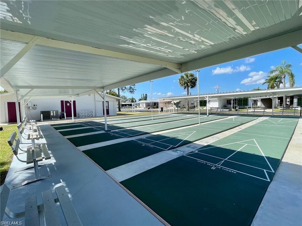 Shuffleboard is a favorite activity of residents.