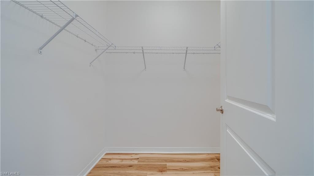 Spacious closet with light wood finished floors
