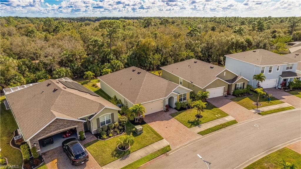 Aerial perspective of suburban area