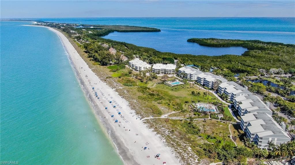 Drone / aerial view of unending shoreline