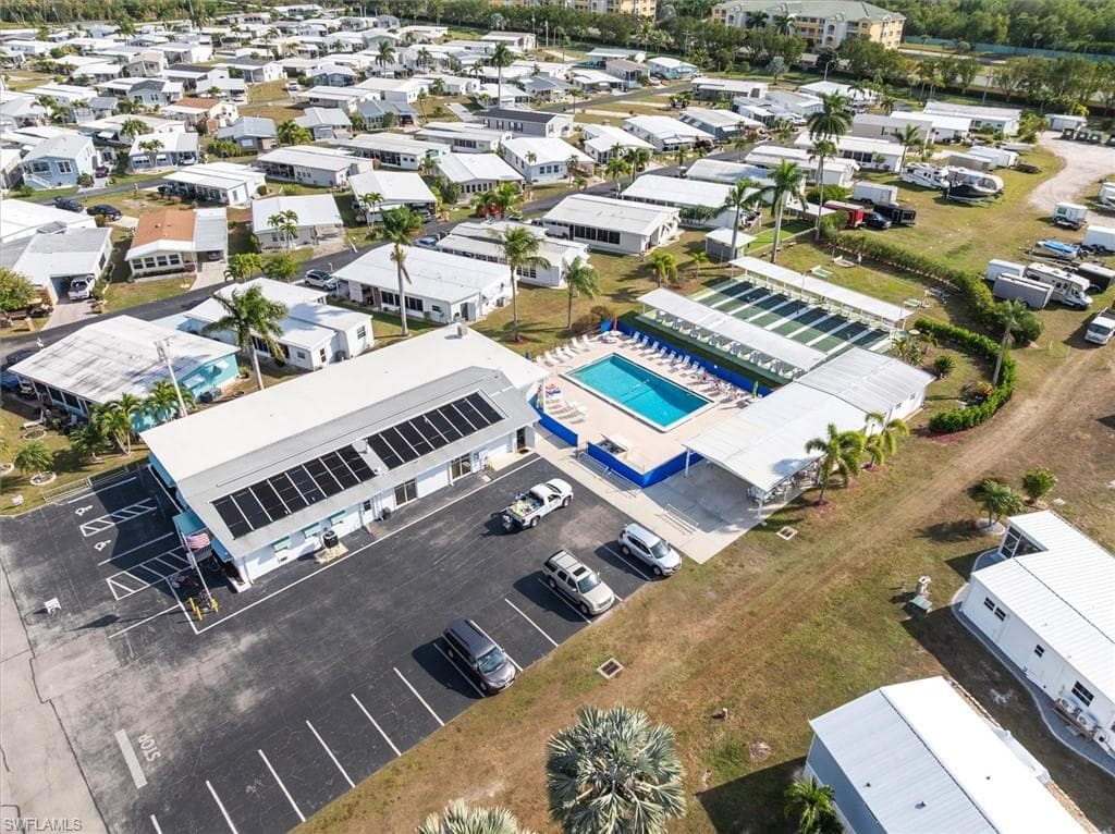 Drone / aerial view of a pool