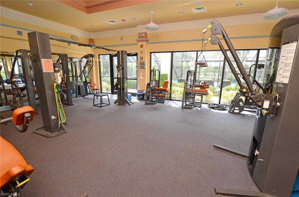 Workout area with ornamental molding