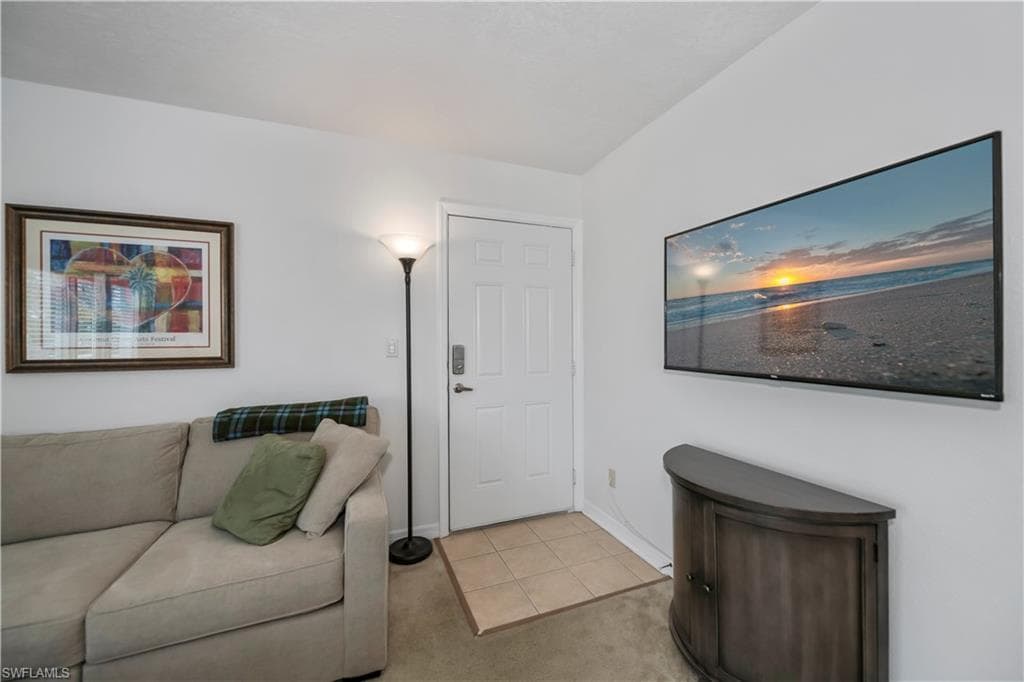 View of tiled living room