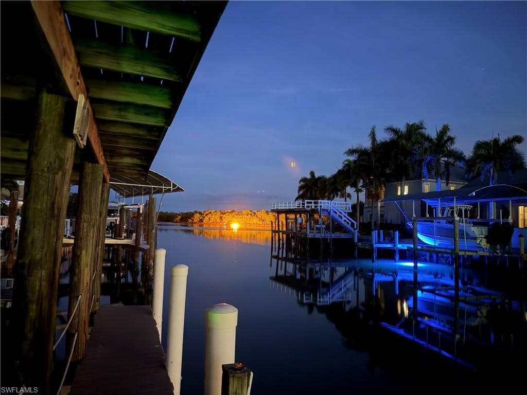 Night view from dock of canal