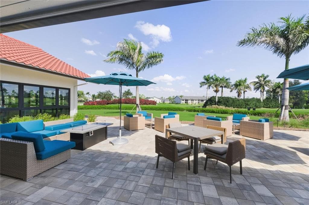 View of patio / terrace featuring an outdoor living / dining area