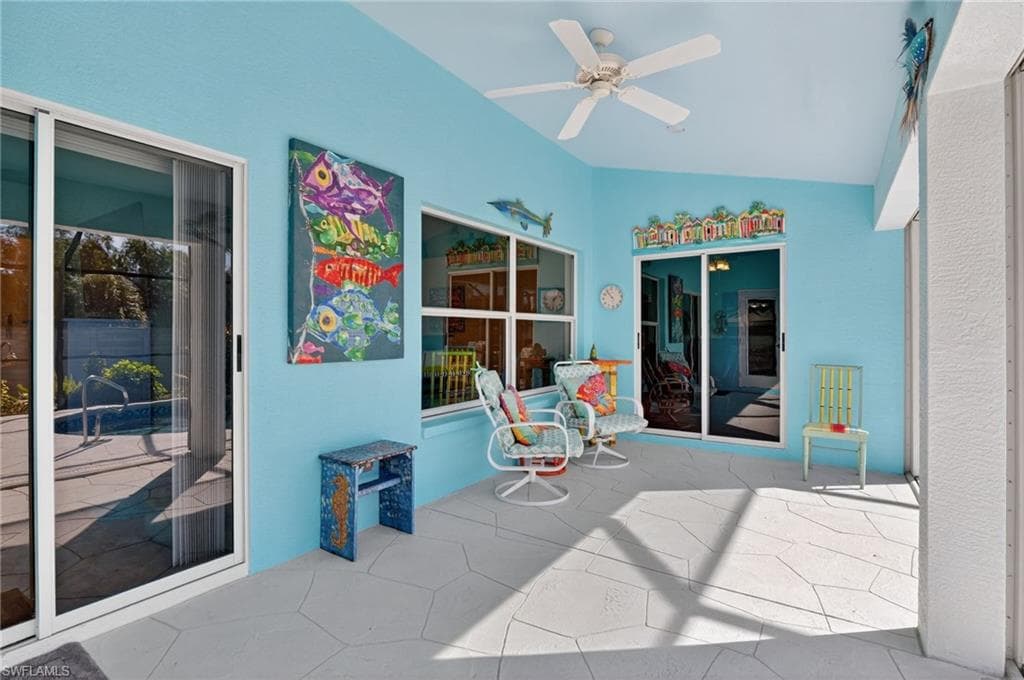 View of patio / terrace featuring ceiling fan