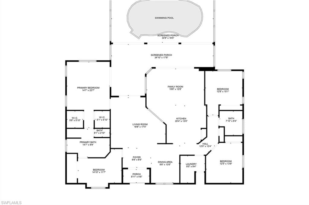 4 Bed, 2 Bath Pool Home with 2,296 square feet