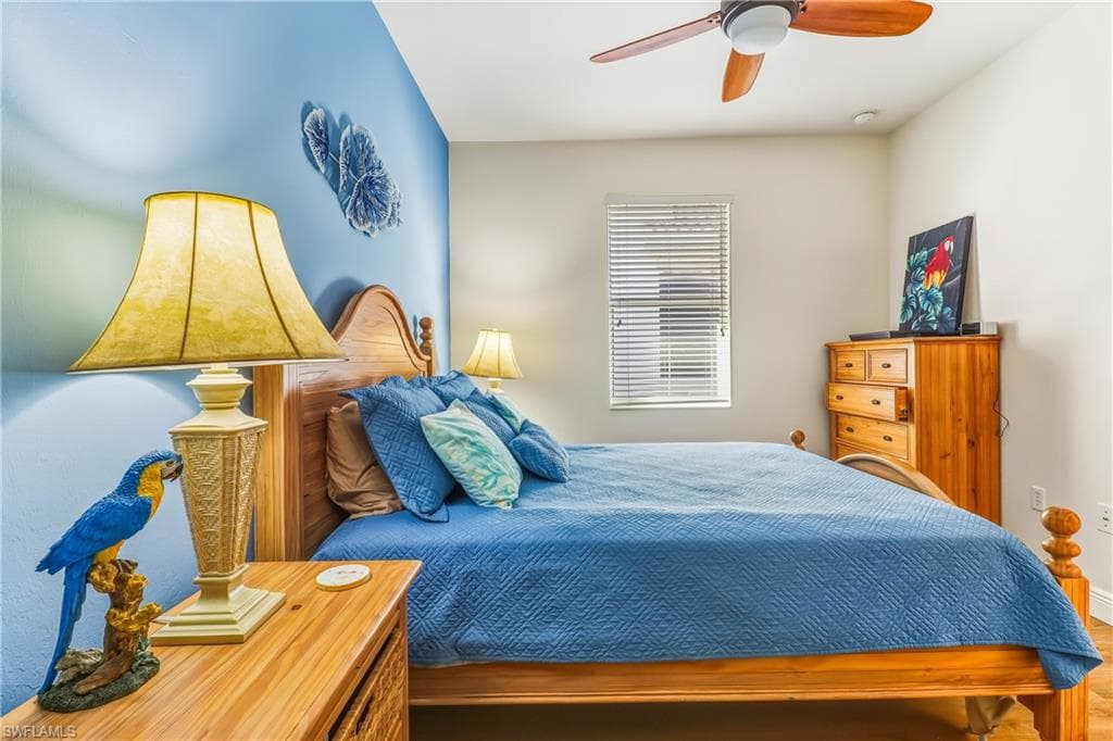 Bedroom featuring ceiling fan