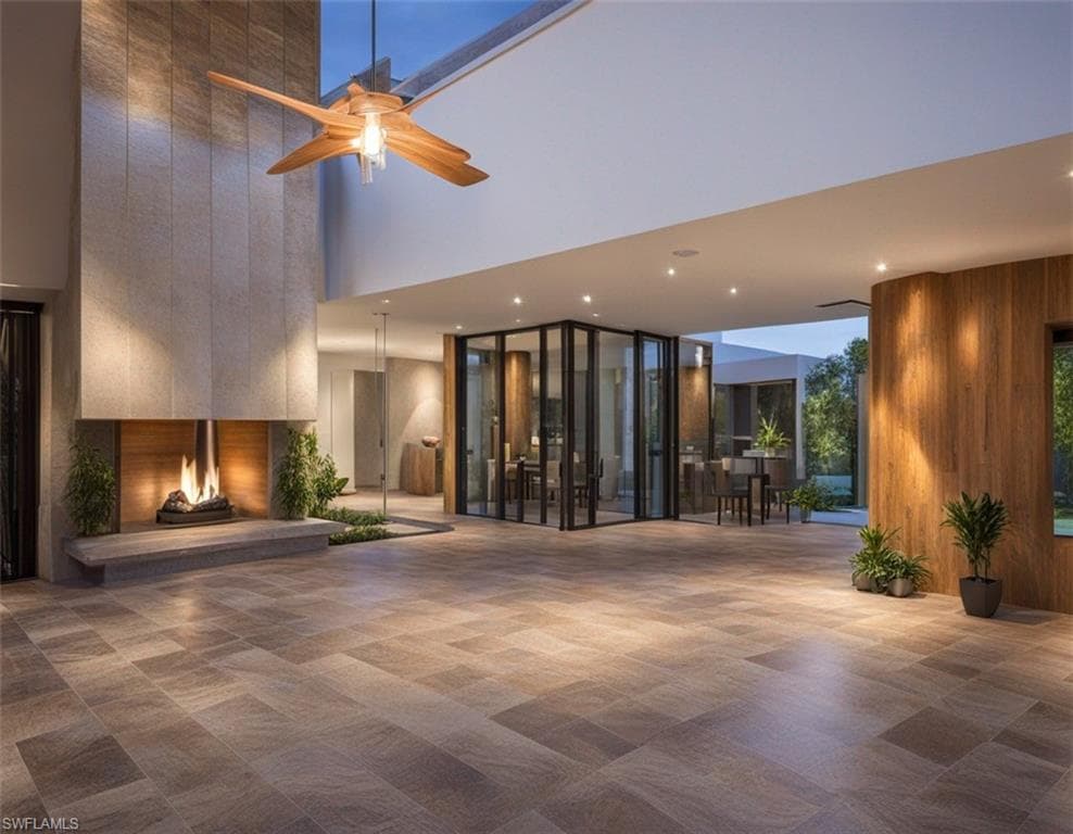 Digital RenderingCommunity lobby featuring wood walls and a high ceiling