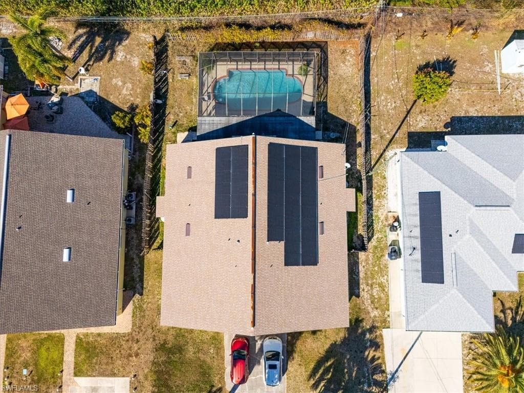 Aerial view of a pool