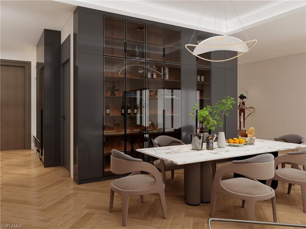 Dining area with parquet floors (Rendered photo)