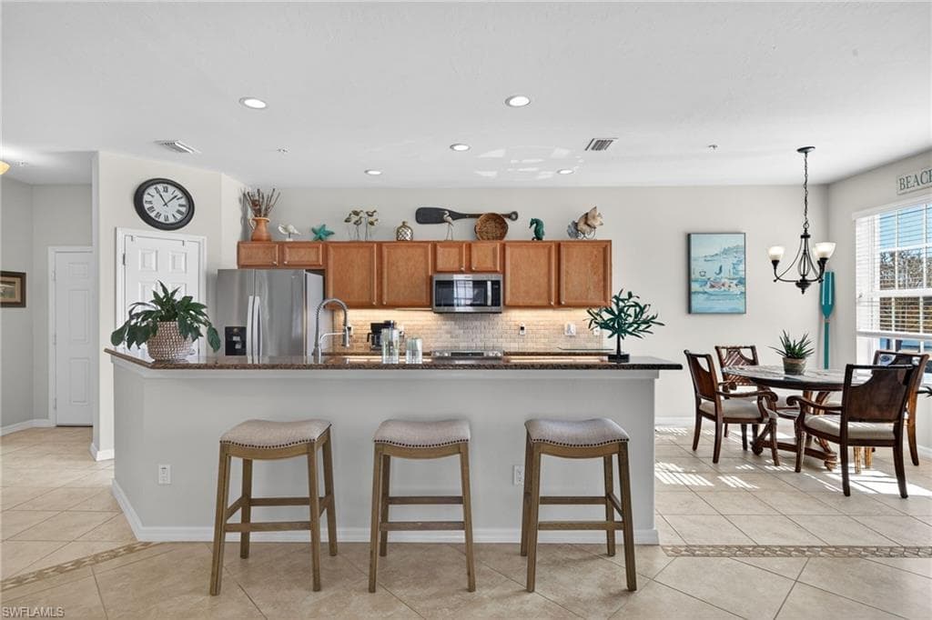 Updated kitchen and breakfast bar.