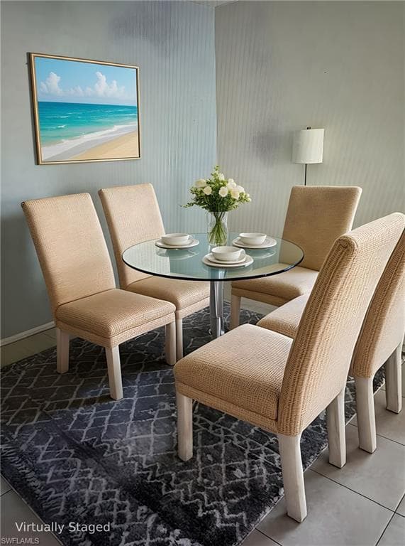 Virtually staged dining area