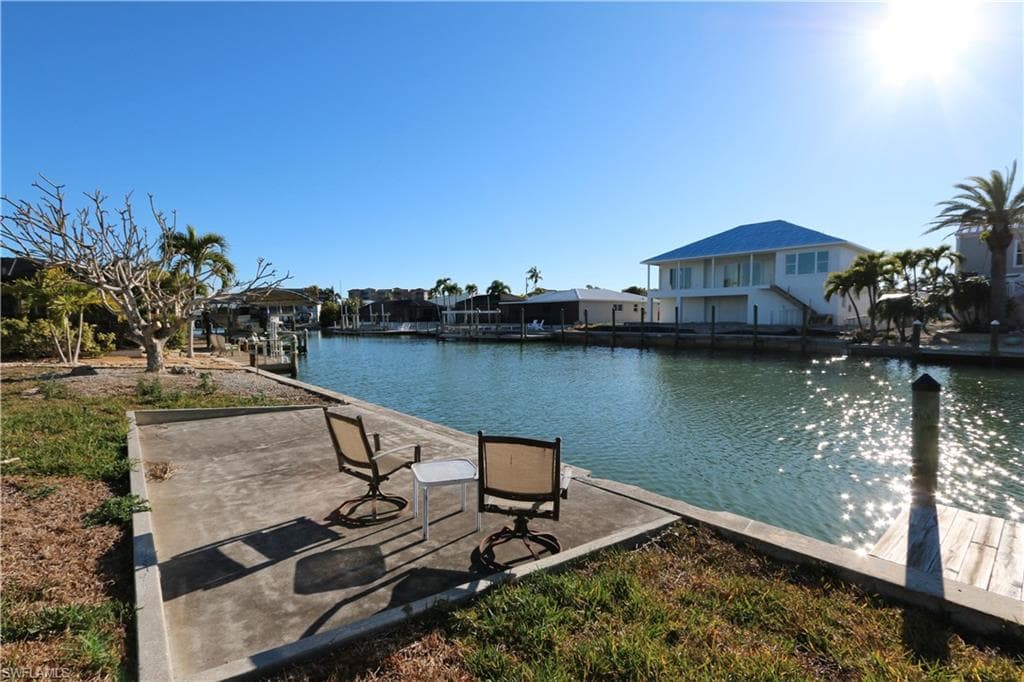 Dock featuring a water view and a residential view