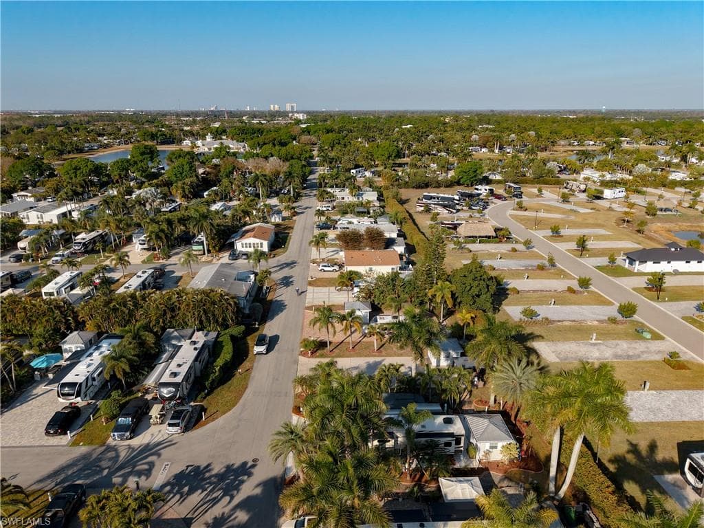 Aerial overview of property's location with nearby suburban area