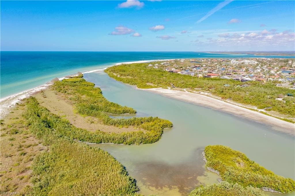 Drone / aerial view of unending shoreline