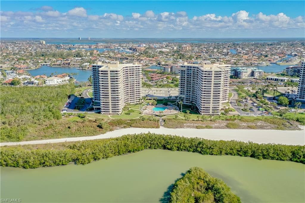View of urban area with a nearby body of water