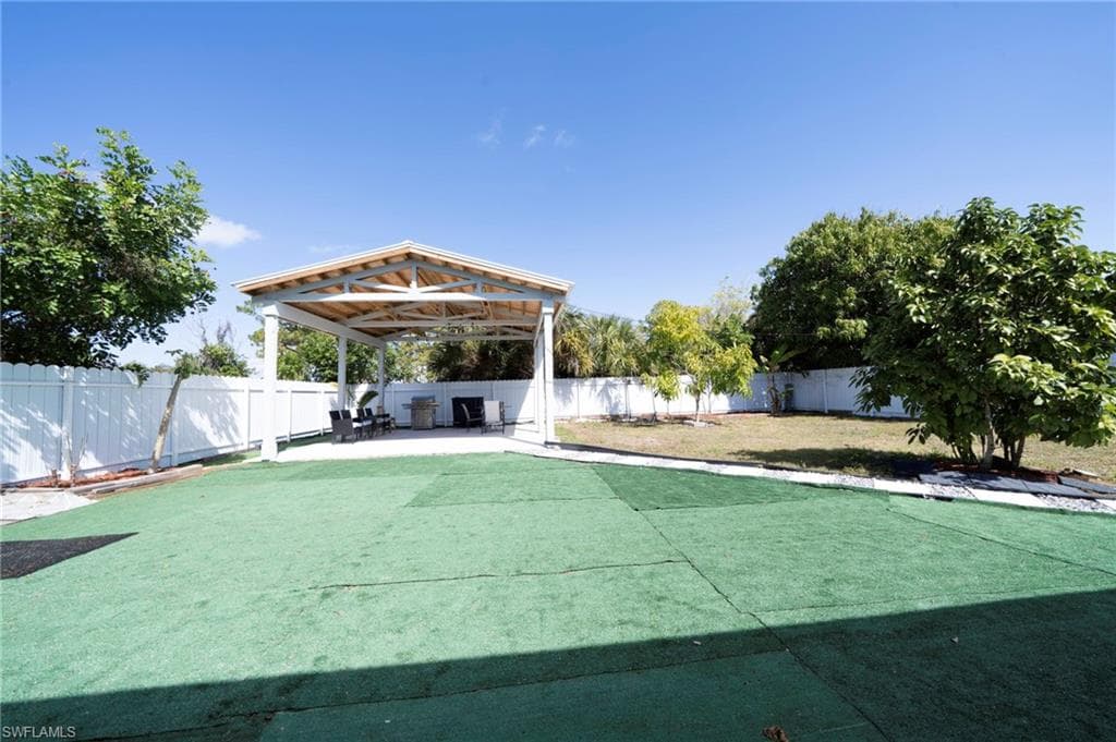 View of pool with patio surround and a fenced backyard