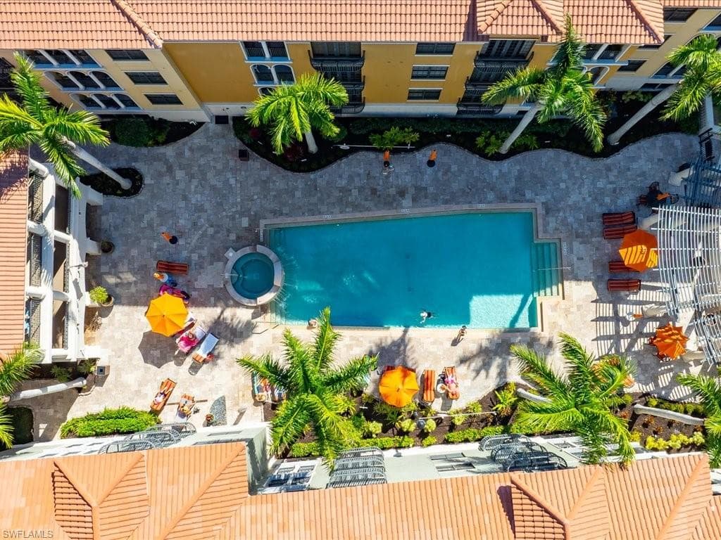 Bird's eye view of a pool