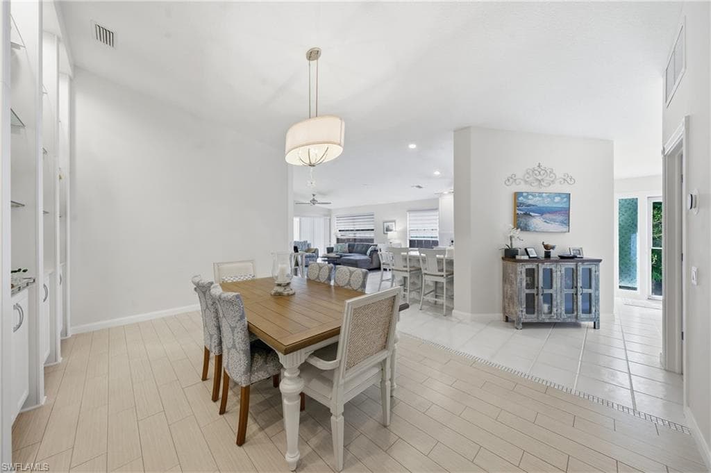 Bright dining area conveniently located between the kitchen and living space.