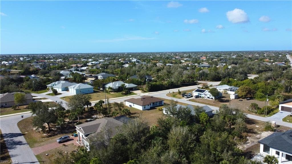 Aerial perspective of suburban area