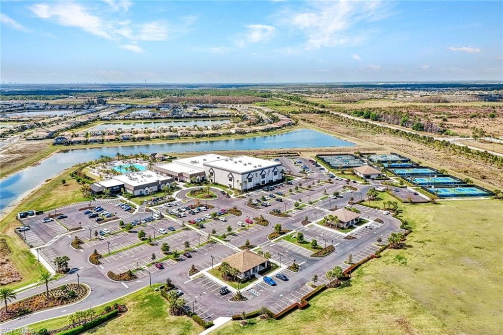 Aerial view of a large body of water