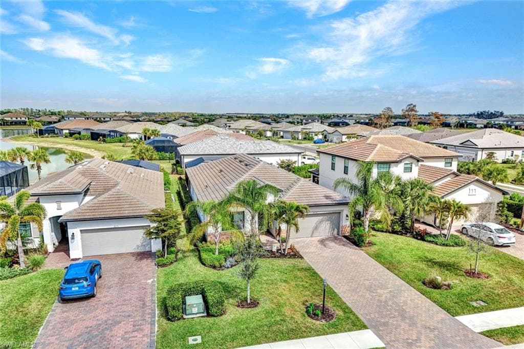 Aerial perspective of suburban area