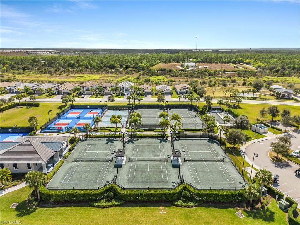 Aerial perspective of suburban area
