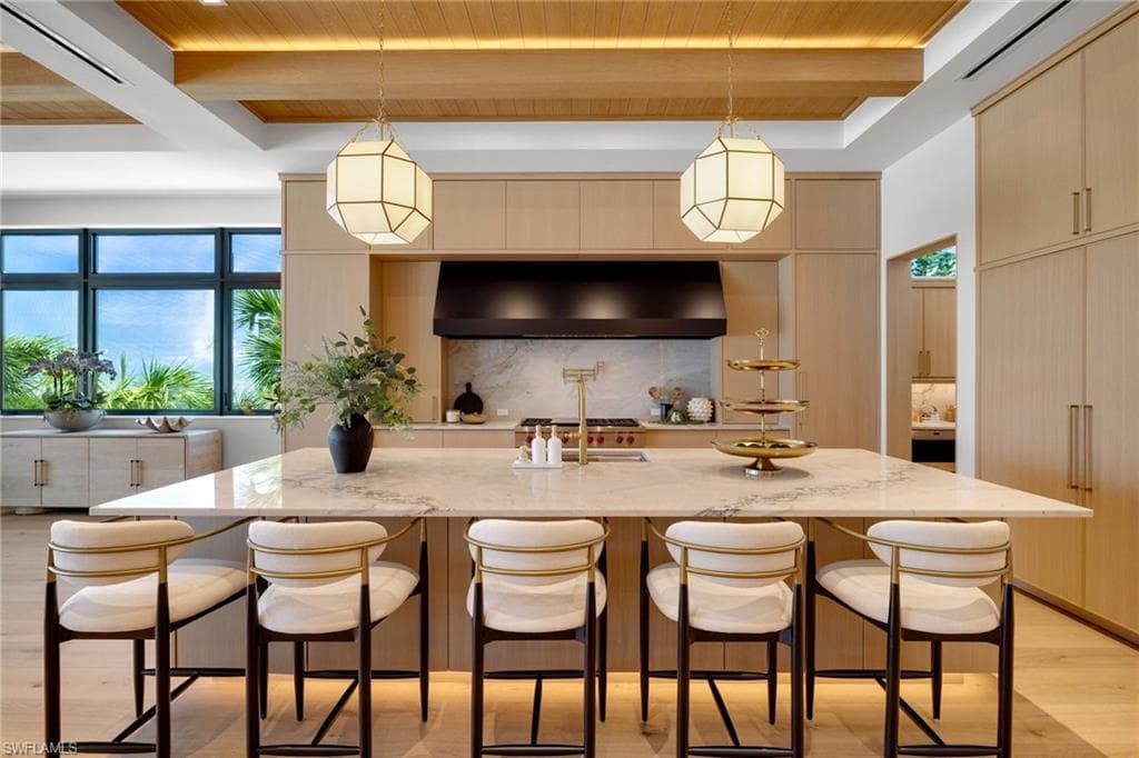 Expansive kitchen island with seating