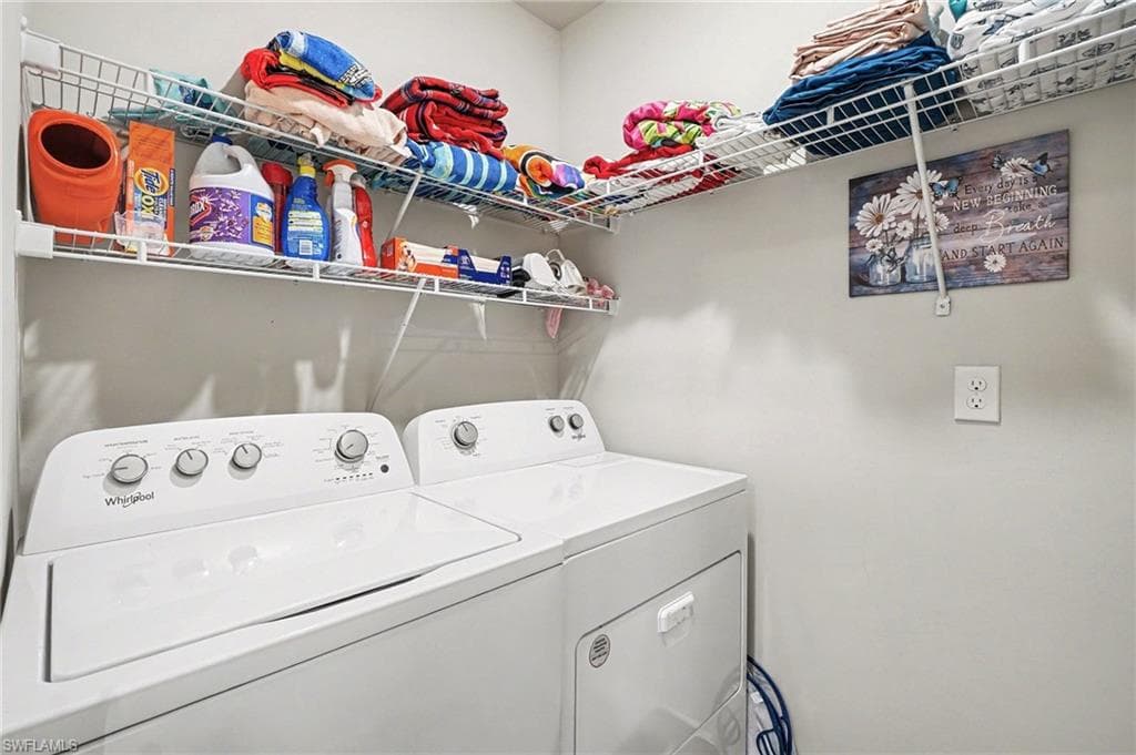 Laundry room featuring independent washer and dryer