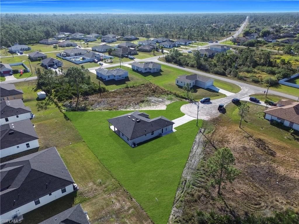 Aerial perspective of suburban area