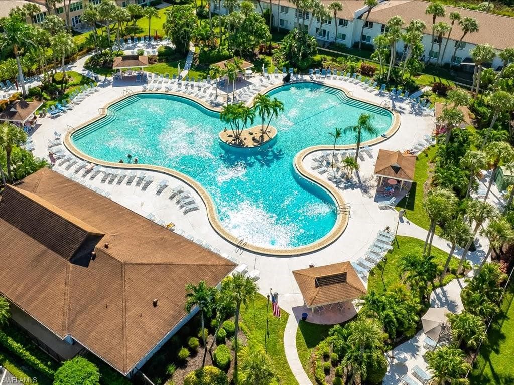 Bird's eye view of a pool