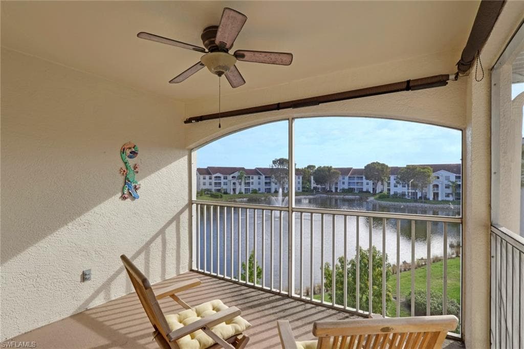 Screened lanai with lake view