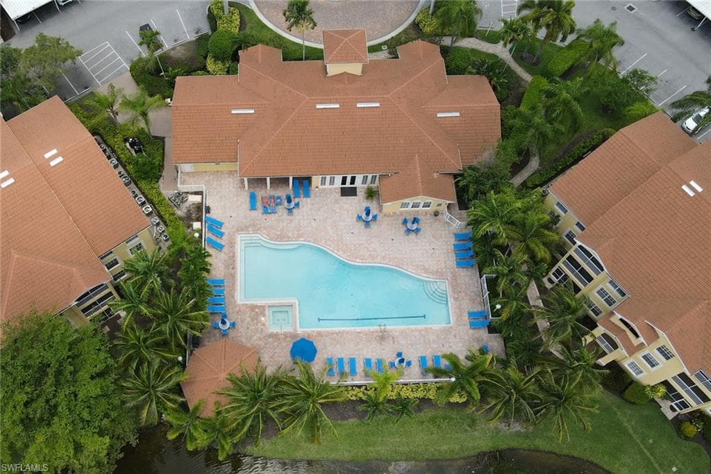 Aerial view of a pool area