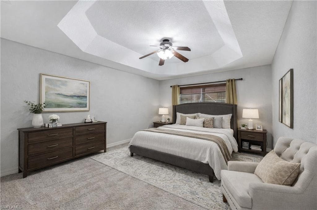 Digitally staged master bedroom