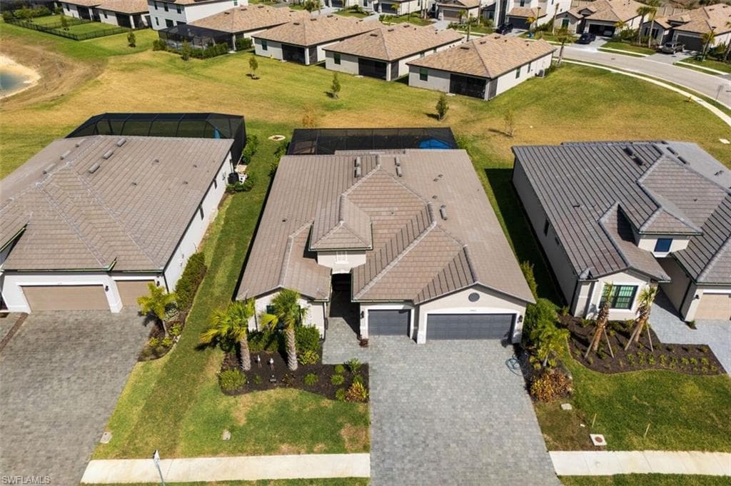 Aerial perspective of suburban area
