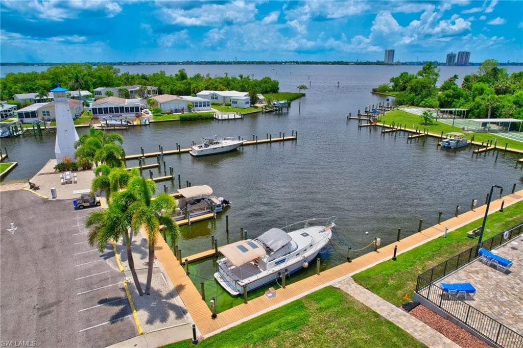 Drone / aerial view of a large body of water