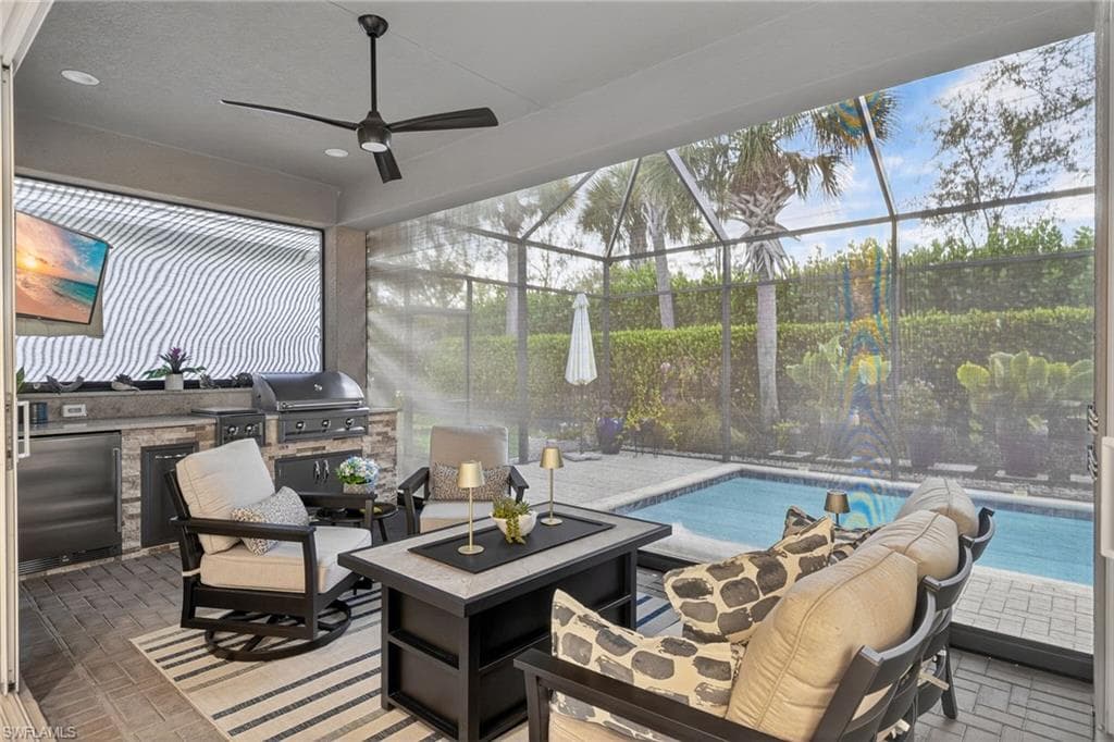 OK...So you have an outside tv to watch sports on a lazy Sunday, an amazing outdoor kitchen to prepare dinner and a pool and lush landscaping to feast your eyes on! What more could you ask for?