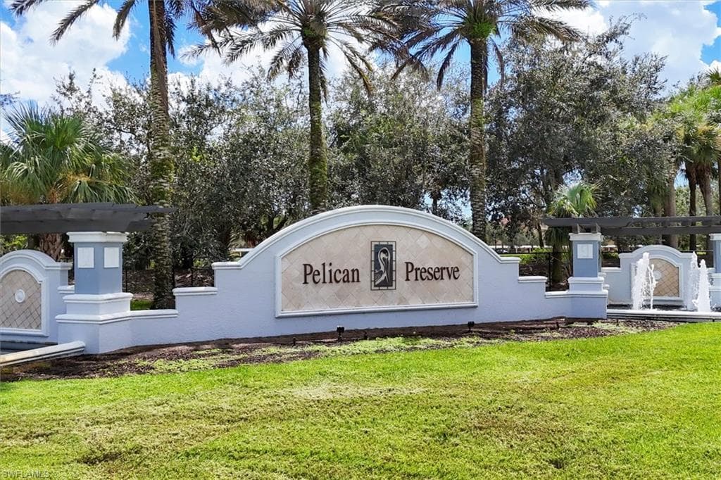 Community sign with a yard