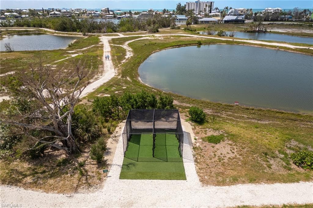 Bird's eye view of a nearby body of water