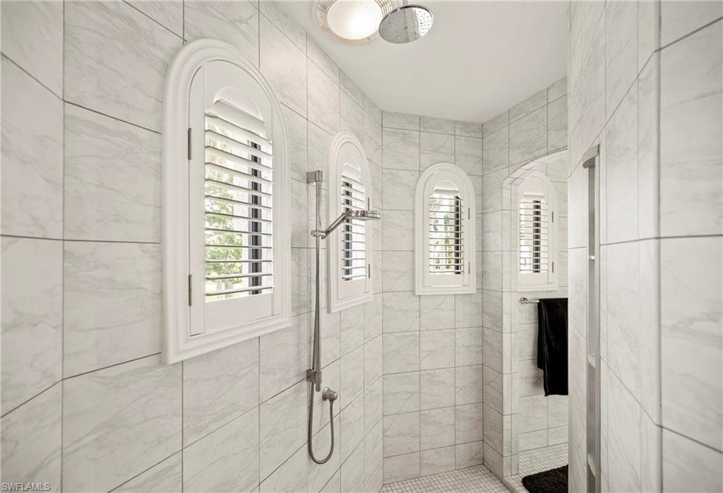 Bathroom with a walk in shower