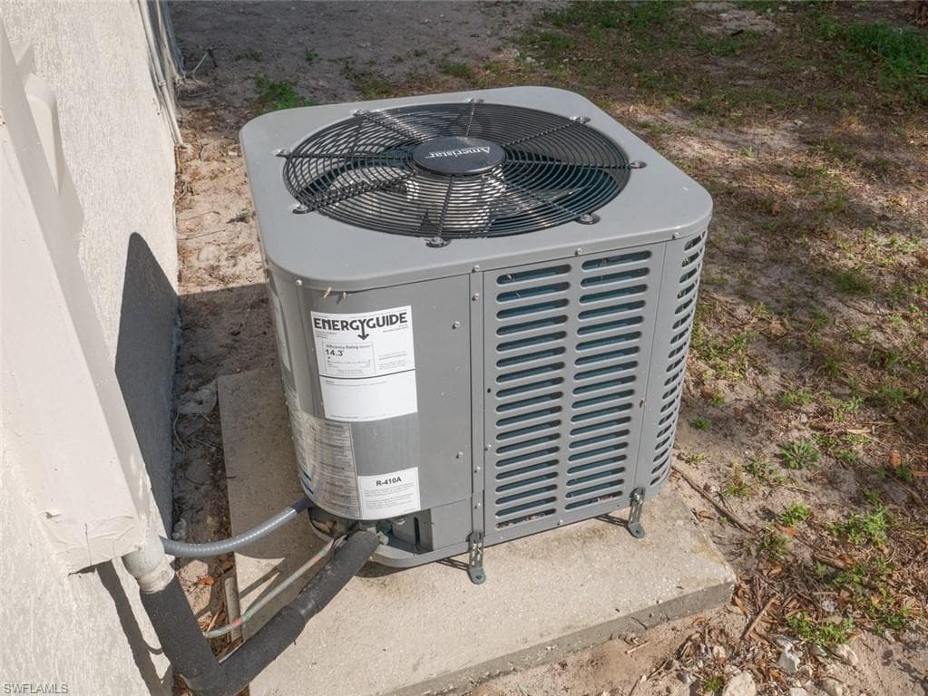 Exterior details featuring central AC