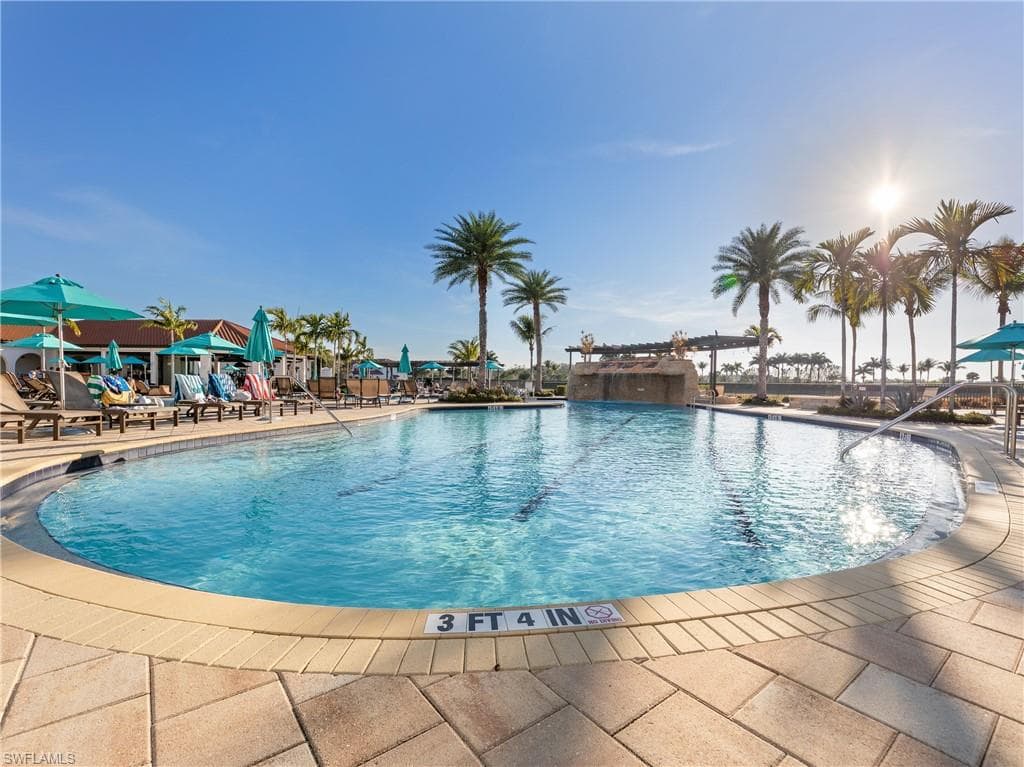 Community pool featuring a patio