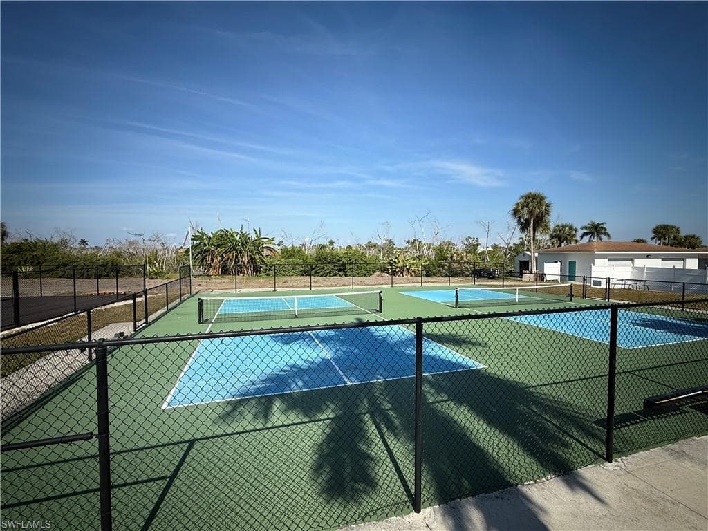 View of pickleball courts